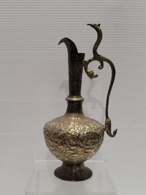 Vintage Brass Cobra Handled Ethnic Ewer Jug Home Decoe Embossed